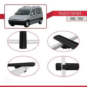 Peugeot Partner 1996-2003 Arası ile uyumlu Basic Model Ara Atkı Tavan Barı SİYAH 3 ADET thumb 4