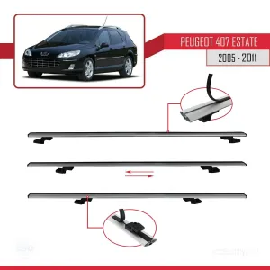 Peugeot 407 ESTATE 2005-2011 Arası ile uyumlu Basic Model Ara Atkı Tavan Barı GRİ 3 ADET thumb 5
