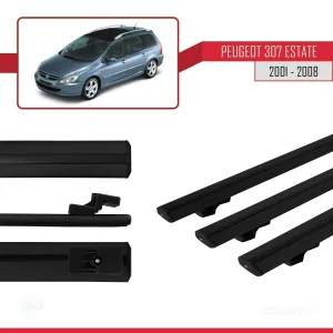 Peugeot 307 ESTATE 2001-2008 Arası ile uyumlu Basic Model Ara Atkı Tavan Barı SİYAH 3 ADET thumb 3