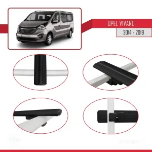 Opel Vivaro 2014-2019 Arası ile uyumlu Basic Model Ara Atkı Tavan Barı SİYAH 3 ADET thumb 4