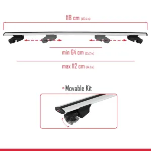 Opel Combo (D) 2011-2018 Arası ile uyumlu HOOK Model Anahtar Kilitli Ara Atkı Tavan Barı GRİ thumb 3