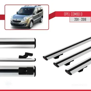 Opel Combo (D) 2011-2018 Arası ile uyumlu Basic Model Ara Atkı Tavan Barı GRİ 3 ADET thumb 3