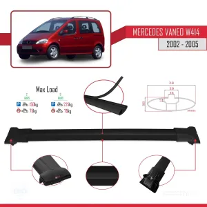 Mercedes Vaneo (W414) 2002-2005 Arası ile uyumlu FLY Model Ara Atkı Tavan Barı SİYAH thumb 4