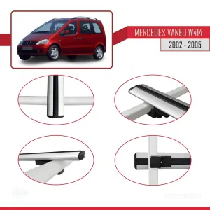 Mercedes Vaneo (W414) 2002-2005 Arası ile uyumlu Basic Model Ara Atkı Tavan Barı GRİ 3 ADET thumb 4
