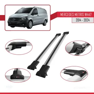 Mercedes Metris (W447) 2014 ve Sonrası ile Uyumlu FLY Model Ara Atkı Tavan Barı GRİ thumb 5