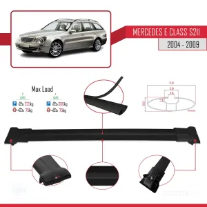 Mercedes E Class S211 2004-2009 Arası ile uyumlu FLY Model Ara Atkı Tavan Barı SİYAH 3 ADET BAR thumb 4