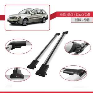 Mercedes E Class S211 2004-2009 Arası ile uyumlu FLY Model Ara Atkı Tavan Barı GRİ thumb 5