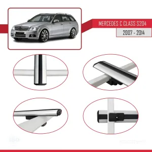 Mercedes C Class (S204) 2007-2014 Arası ile uyumlu Basic Model Ara Atkı Tavan Barı GRİ 3 ADET thumb 4