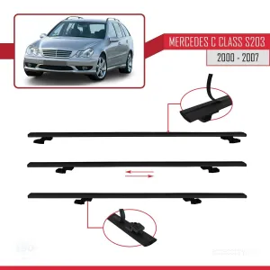 Mercedes C Class (S203) 2000-2007 Arası ile uyumlu Basic Model Ara Atkı Tavan Barı SİYAH 3 ADET thumb 5