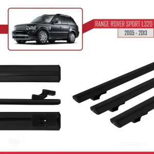 Land Rover Range Rover Sport (L320) 2005-2013 Arası ile uyumlu Basic Model Ara Atkı Tavan Barı SİYAH 3 ADET thumb 3