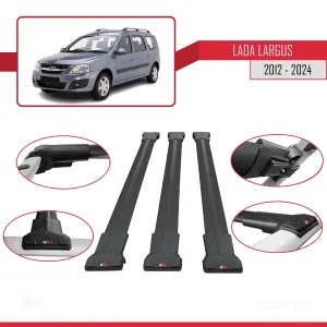 Lada Largus 2012 ve Sonrası ile uyumlu FLY Model Ara Atkı Tavan Barı SİYAH 3 ADET BAR thumb 5