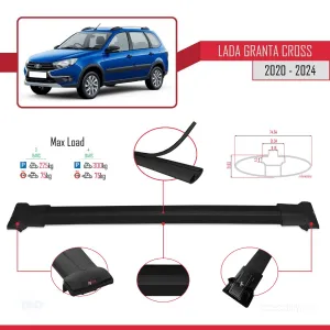 Lada Granta Cross 2020 ve Sonrası ile Uyumlu FLY Model Ara Atkı Tavan Barı SİYAH 3 ADET BAR thumb 4