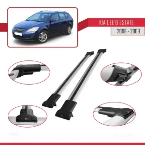 Kia Ceed SPORTSWAGON 2006-2009 Arası ile uyumlu FLY Model Ara Atkı Tavan Barı GRİ thumb 5