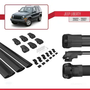 Jeep Liberty 2002-2007 Arası ile uyumlu ACE-1 Ara Atkı Tavan Barı SİYAH 3 ADET BAR thumb 5