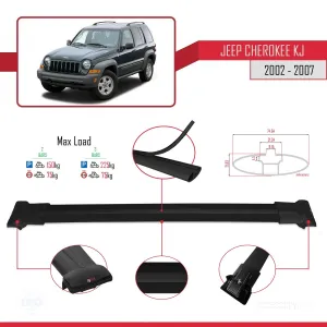Jeep Cherokee (KJ) 2002-2007 Arası ile uyumlu FLY Model Ara Atkı Tavan Barı SİYAH thumb 4