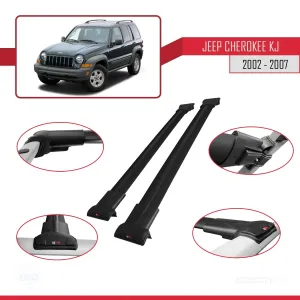 Jeep Cherokee (KJ) 2002-2007 Arası ile uyumlu FLY Model Ara Atkı Tavan Barı SİYAH thumb 5