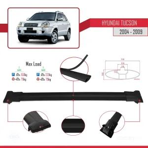 Hyundai Tucson (JM) 2004-2009 Arası ile uyumlu FLY Model Ara Atkı Tavan Barı SİYAH thumb 4