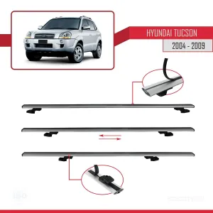 Hyundai Tucson (JM) 2004-2009 Arası ile uyumlu Basic Model Ara Atkı Tavan Barı GRİ 3 ADET thumb 5