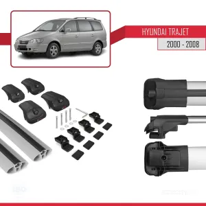 Hyundai Trajet 2000-2008 Arası ile uyumlu ACE-1 Ara Atkı Tavan Barı GRİ thumb 5