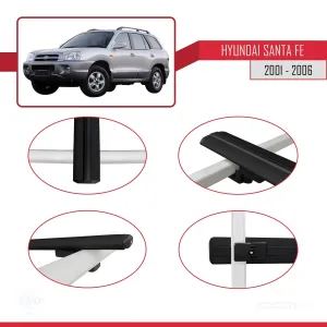 Hyundai Santa Fe (SM) 2001-2006 Arası ile uyumlu Basic Model Ara Atkı Tavan Barı SİYAH 3 ADET thumb 4