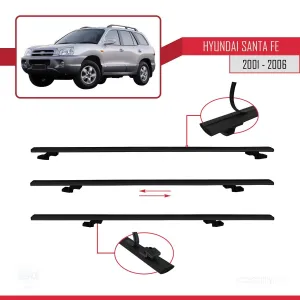 Hyundai Santa Fe (SM) 2001-2006 Arası ile uyumlu Basic Model Ara Atkı Tavan Barı SİYAH 3 ADET thumb 5
