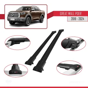 Great Wall Poer 2019 ve Sonrası ile Uyumlu FLY Model Ara Atkı Tavan Barı SİYAH thumb 5