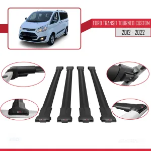 Ford Transit Tourneo - Custom 2012-2023 Arası ile uyumlu FLY Model Ara Atkı Tavan Barı SİYAH 4 ADET BAR thumb 5