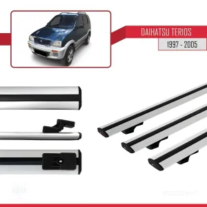 Daihatsu Terios 1997-2005 Arası ile uyumlu Basic Model Ara Atkı Tavan Barı GRİ 3 ADET thumb 3