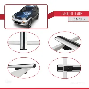 Daihatsu Terios 1997-2005 Arası ile uyumlu Basic Model Ara Atkı Tavan Barı GRİ 3 ADET thumb 4