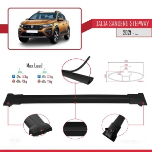 Dacia Sandero STEPWAY 2021 FLY Model Ara Atkı Tavan Barı SİYAH thumb 4
