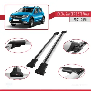 Dacia Sandero STEPWAY 2012-2020 Arası ile uyumlu FLY Model Ara Atkı Tavan Barı GRİ thumb 5