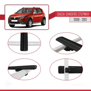 Dacia Sandero STEPWAY 2008-2012 Arası ile uyumlu Basic Model Ara Atkı Tavan Barı SİYAH 3 ADET thumb 4