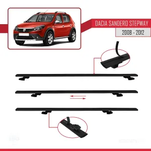 Dacia Sandero STEPWAY 2008-2012 Arası ile uyumlu Basic Model Ara Atkı Tavan Barı SİYAH 3 ADET thumb 5