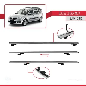 Dacia Logan MCV 2007-2012 Arası ile uyumlu Basic Model Ara Atkı Tavan Barı GRİ 3 ADET thumb 5