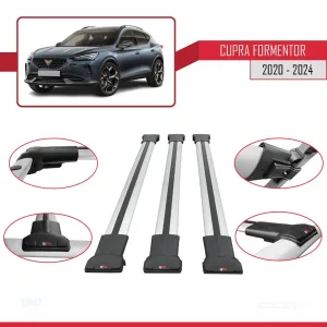 Cupra Formentor 2020 ve Sonrası ile Uyumlu FLY Model Ara Atkı Tavan Barı GRİ 3 ADET BAR thumb 5