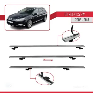 Citroen C5 SW 2008-2018 Arası ile uyumlu Basic Model Ara Atkı Tavan Barı GRİ 3 ADET thumb 5