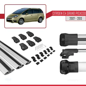 Citroen C4 Grand Picasso 2007-2013 Arası ile uyumlu ACE-1 Ara Atkı Tavan Barı GRİ 3 ADET BAR thumb 5