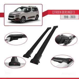 Citroen Berlingo 3 2019-2023 ile Uyumlu FLY Model Ara Atkı Tavan Barı SİYAH thumb 5