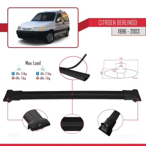 Citroen Berlingo 1996-2003 Arası ile uyumlu FLY Model Ara Atkı Tavan Barı SİYAH thumb 4