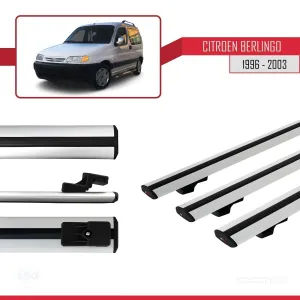 Citroen Berlingo 1996-2003 Arası ile uyumlu Basic Model Ara Atkı Tavan Barı GRİ 3 ADET thumb 3