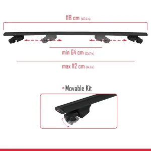 BMW X5 (E53) 2000-2006 Arası ile uyumlu HOOK Model Anahtar Kilitli Ara Atkı Tavan Barı SİYAH thumb 3