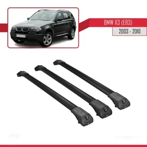 BMW X3 E83 2003-2010 Arası ile uyumlu ACE-1 Ara Atkı Tavan Barı SİYAH 3 ADET BAR thumb 3