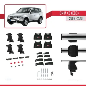 BMW X3 (E83) 2004-2010 Arası ile uyumlu ACE-4 Ara Atkı Tavan Barı GRİ thumb 4