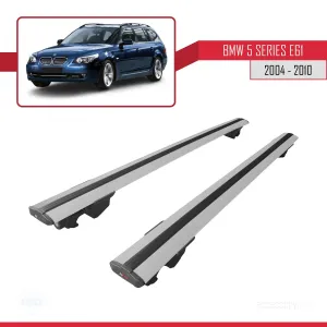 BMW 5 Serisi (E61) 2004-2010 Arası ile uyumlu HOOK Model Anahtar Kilitli Ara Atkı Tavan Barı GRİ thumb 4