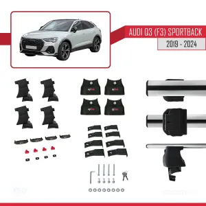 Audi Q3 (F3) Sportback 2019 ve Sonrası ile uyumlu ACE-4 Ara Atkı Tavan Barı GRİ thumb 5