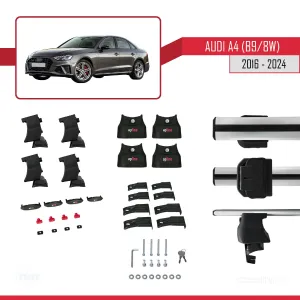 Audi A4 (B9/8W) 2016 ve Sonrası ile uyumlu ACE-4 Ara Atkı Tavan Barı GRİ thumb 5