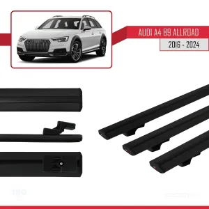 Audi A4 (B9) ALLROAD 2016 ve Sonrası ile uyumlu Basic Model Ara Atkı Tavan Barı SİYAH 3 ADET thumb 5