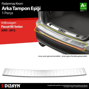 S-Dizayn VW Passat B6 Sedan Krom Arka Tampon Eşiği 2005-2012 thumb 1