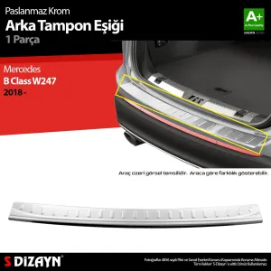 S-Dizayn Mercedes B Class W247 Krom Arka Tampon Eşiği 2018 Üzeri thumb 1