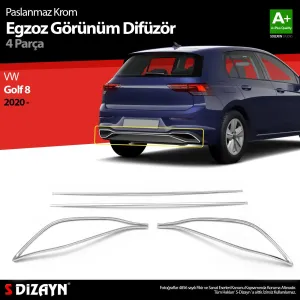 S-Dizayn VW Golf 8 Egzoz Görünümü Difüzör 4 Prç. 2020 Üzeri thumb 1